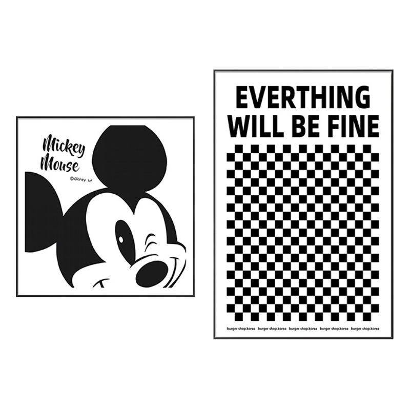 Cartoon Oil Painting Black and White Mickey Mouse Wine Cabinet Decoration Living Room Wall Painting Bedroom Hanging Painting Restaurant Crystal Painting Light Luxury Style