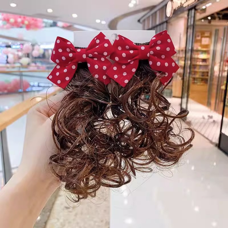 Picture of Children's Hairpin Headdress Little Girl Head Flower Cute Wig Braid Performance Bow Hairpin New Year's Eve Hair Accessories