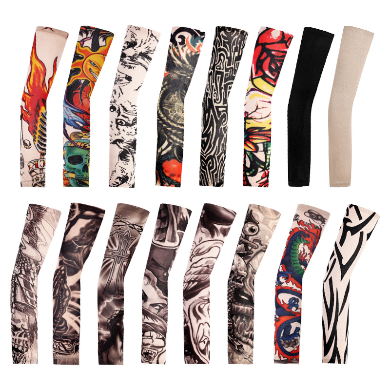 Outdoor Tattoo Sleeve Flower Arm Riding Sports Tattoo Sleeve Sun Protection UV Protection Tattoo Sleeve Men