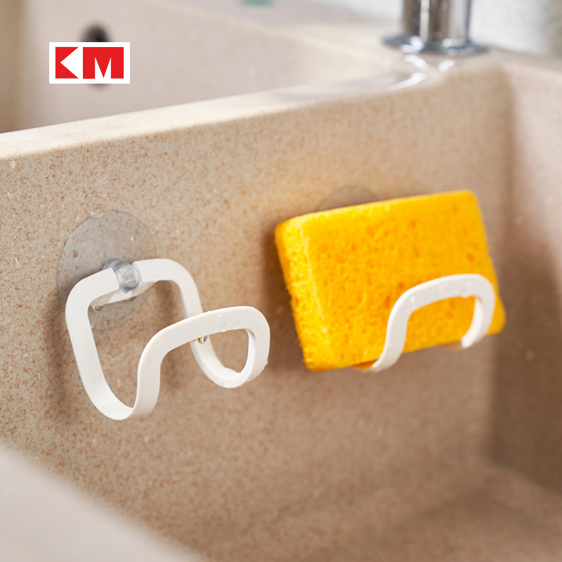KM5242 kitchen sponge sink hook steel ball scouring pad rag draining rack suction cup storage rack