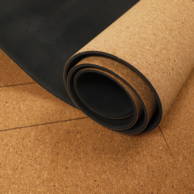 Picture of [cork yoga mat] plus thick natural rubber gymnastics local tyrants mat laser engraving logo body position line printing