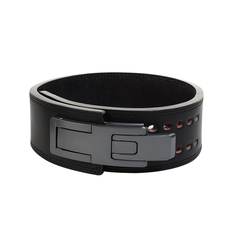 Picture of Sports Strength Weightlifting Belt Cowhide Fitness Belt Training Deadlift Squat Automatic Lever Buckle Wholesale for Men and Women