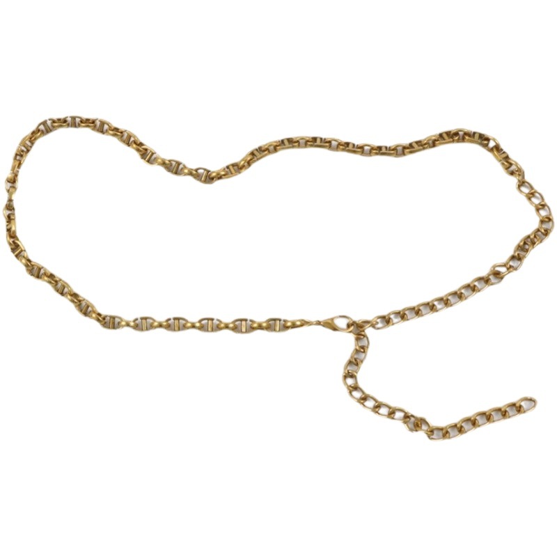 Da Hong Hong Xiao Xiang Style Middle Ancient Metal Golden Waist Chain Accessories Thin Belt Women's Decorative Dress Suit Coat Trendy