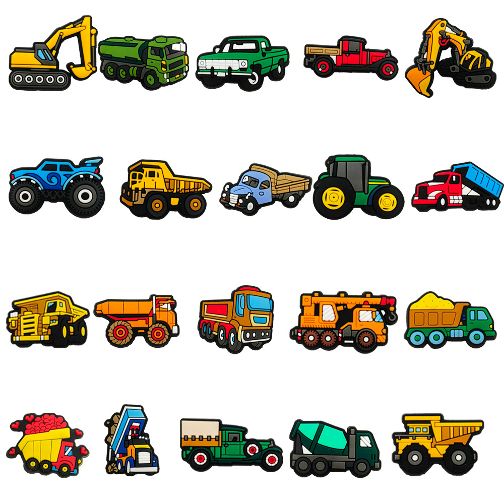 Cute cartoon engineering car suit 20 children's hole shoes shoes flower decorative buckle DIY personality shoes jewelry wholesale