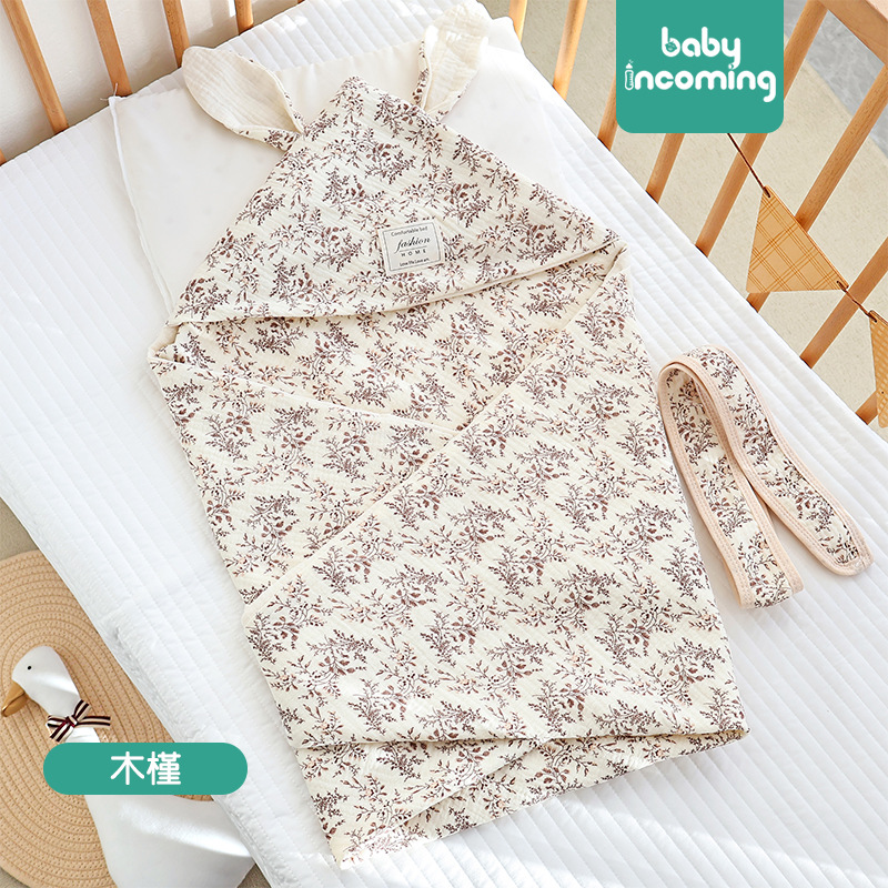 Picture of Baby hugging quilt big rabbit ears newborn bag swaddling baby delivery room small quilt available in four seasons