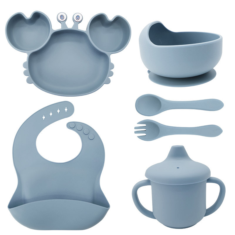Picture of Baby silicone tableware crab plate suit food supplement bowl bib food grade tableware suit factory direct supply cross-border