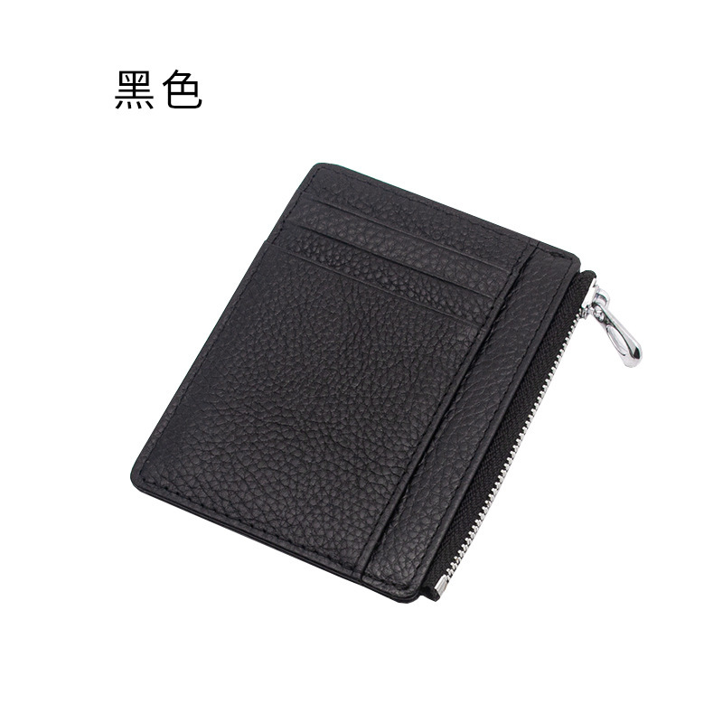 Picture of Ultra-thin Genuine Leather Zipper Coin Purse Card Holder Fashionable Large Capacity Double-sided Bank Card Id Card Holder Leather Card Holder