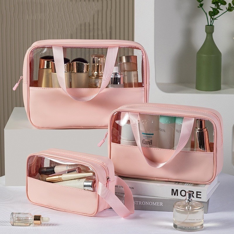 Picture of Portable Transparent Cosmetic Bag, Large Capacity, Portable Waterproof Toiletry Bag, Multi-Functional Storage Bag, Transparent Splicing