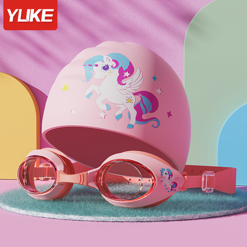 Picture of Children's swimming goggles waterproof anti-fog HD boys and girls professional swimming glasses swimming cap set diving special equipment