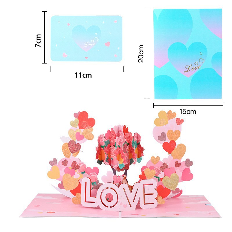 Picture of Teacher's Day Three-Dimensional Greeting Card Love Cherry Blossom Tree Paper Sculpture Valentine's Day Blessing Message Thank You Card Amazon Wholesale