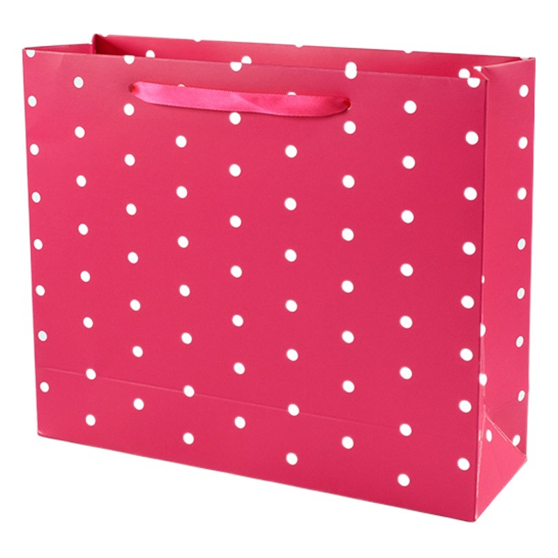 Birthday Gift Paper Horizontal Stripe Rose Red Polka Dot Handbag White Card Gift Bag Spot Paper Bag Hand Gift Bag