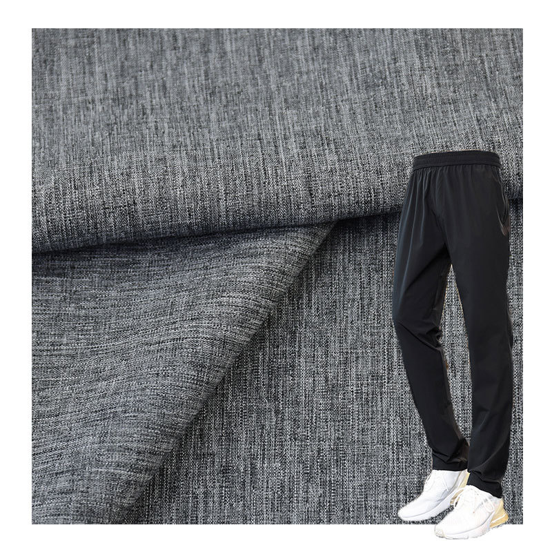 Polyester Four-Way Stretch Plain Weave 90P 10Sp 132Gsm Heather Gray Sweatpants Stretch Fabric
