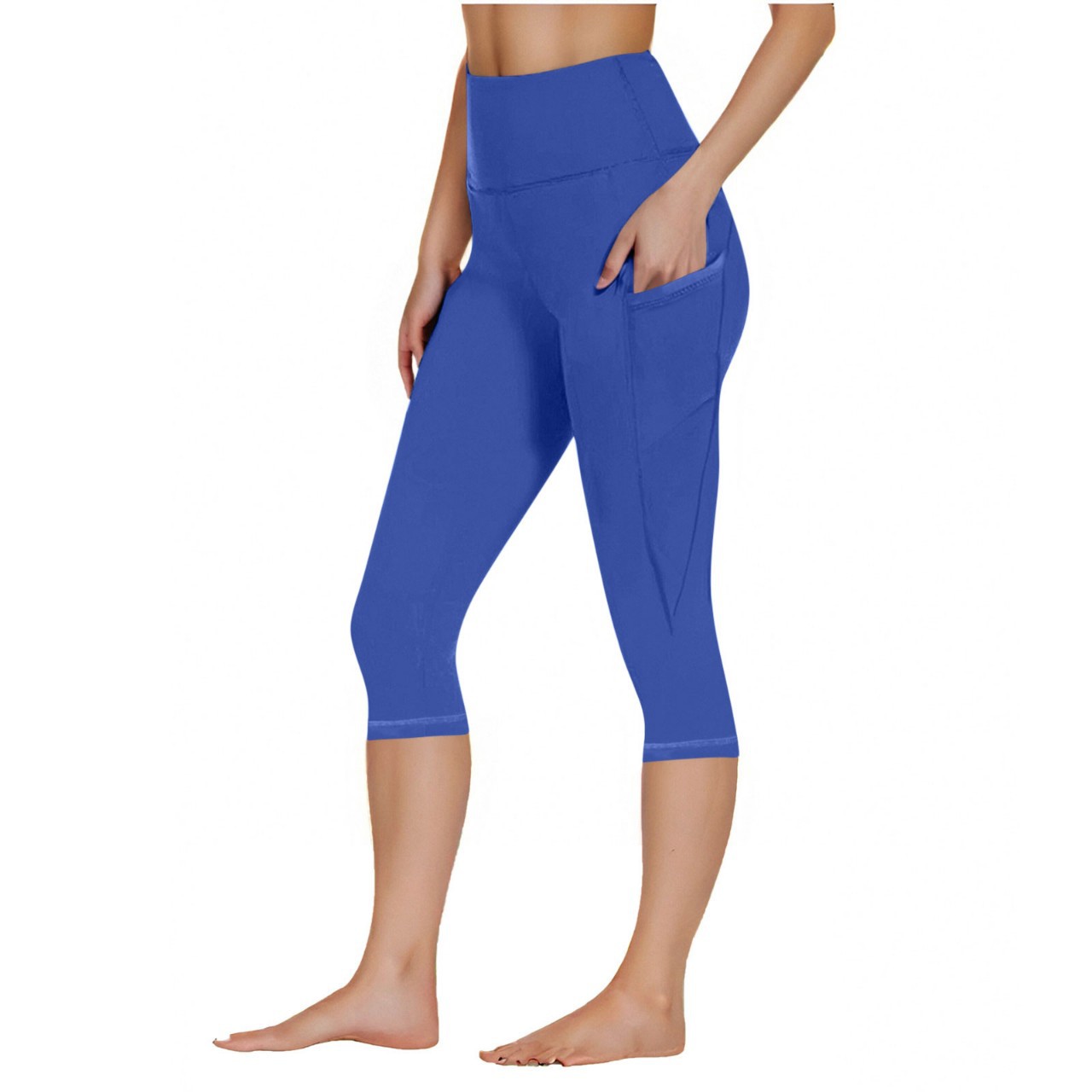 Wish Summer European and American Women's Sports Fitness Running Seven-Point Yoga Pants CM643 Seven-Point Cross Pocket Pants
