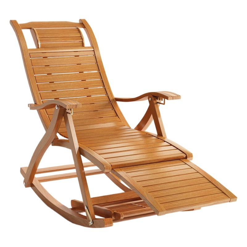 Rocking Chair Recliner Adult Folding Lunch Break Leisure Chair Summer Nap Home Balcony Leisure Elderly Bamboo Rocking Chair