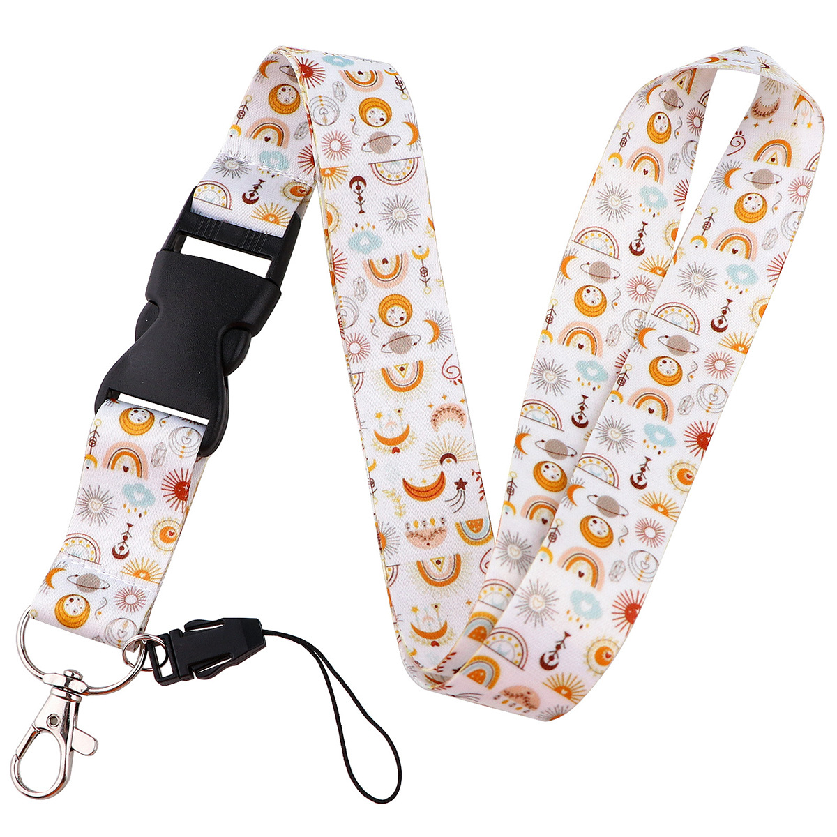Picture of Buckle Rainbow Butterfly Moon Lanyard Card Set Ribbon Student Hanging Rope Cartoon Animal Combination Work Card Mobile Phone Rope