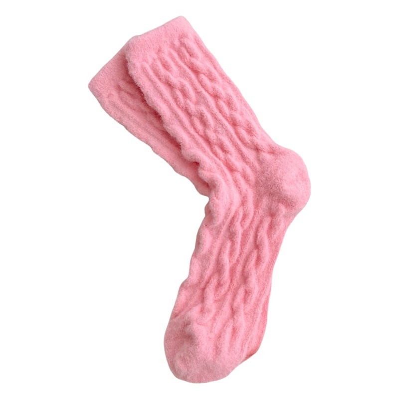 Mink velvet socks women's tube socks autumn and winter thickened fleece-lined warm floor sleep socks plush twist winter stockings