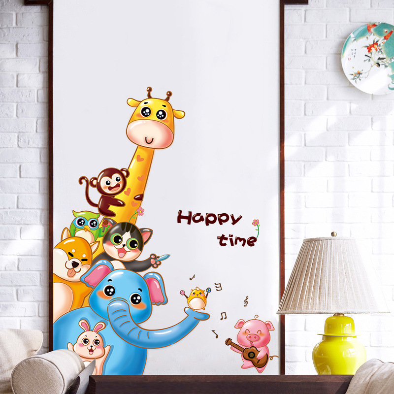 9306 Zhonglan Scandinavian Creative Cartoon Animal Style Home Decoration Background Waterproof Removable Wall Sticker