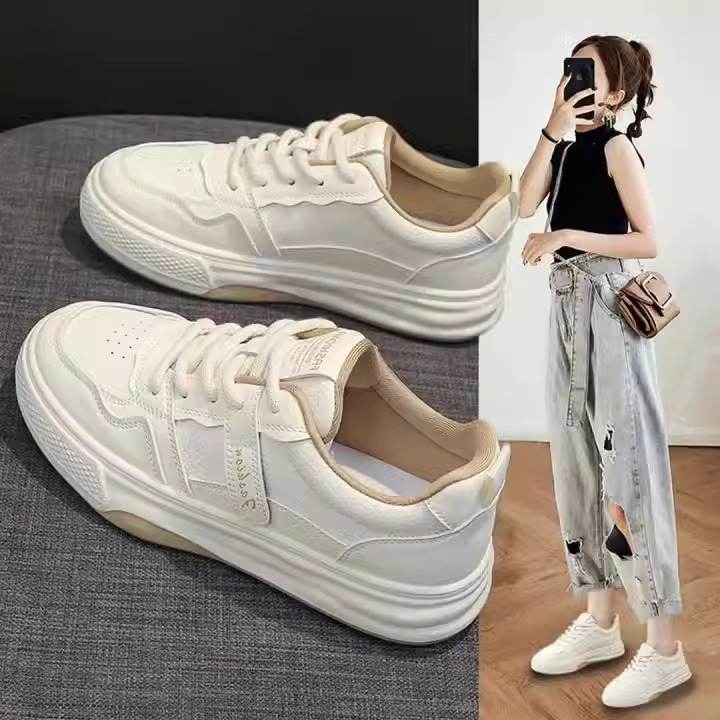 Spring New Internet Celebrity White Shoes Female Internet Celebrity Versatile Comfortable Sports and Leisure Shoes Thick-Soled Sports Shoes Sneakers