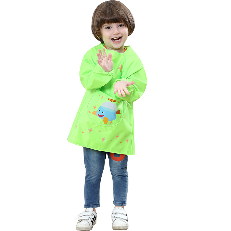 Picture of Cross-border supply of children playing sand clothing anti-dress baby eating clothes cartoon cover baby Four Seasons waterproof blouse painting