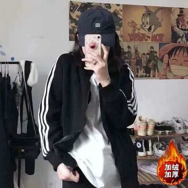 Picture of Spring and Summer 2020 New Three Bar Coat Women's Korean Thin Jacket Student Black Baseball Suit Women's Loose Bf Trendy