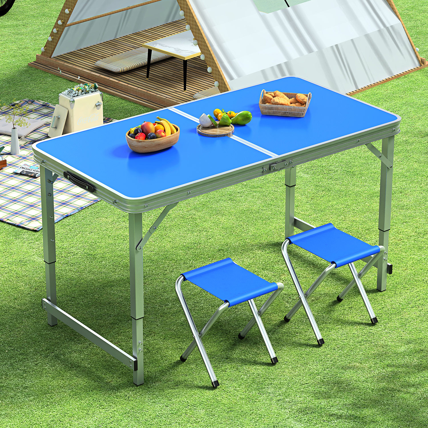 Picture of Outdoor Table Portable Aluminum Alloy Foldable Dining Table Folding Table and Chair Picnic Small Table Stall Table Round Square Tube Table