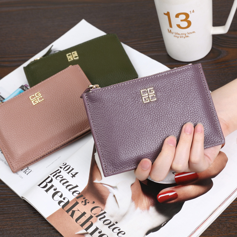 Vintage All-match Wallet Women's 2024 New First Layer Cowhide Card Holder Two-in-one Thin Multi-card Zipper ID Holder