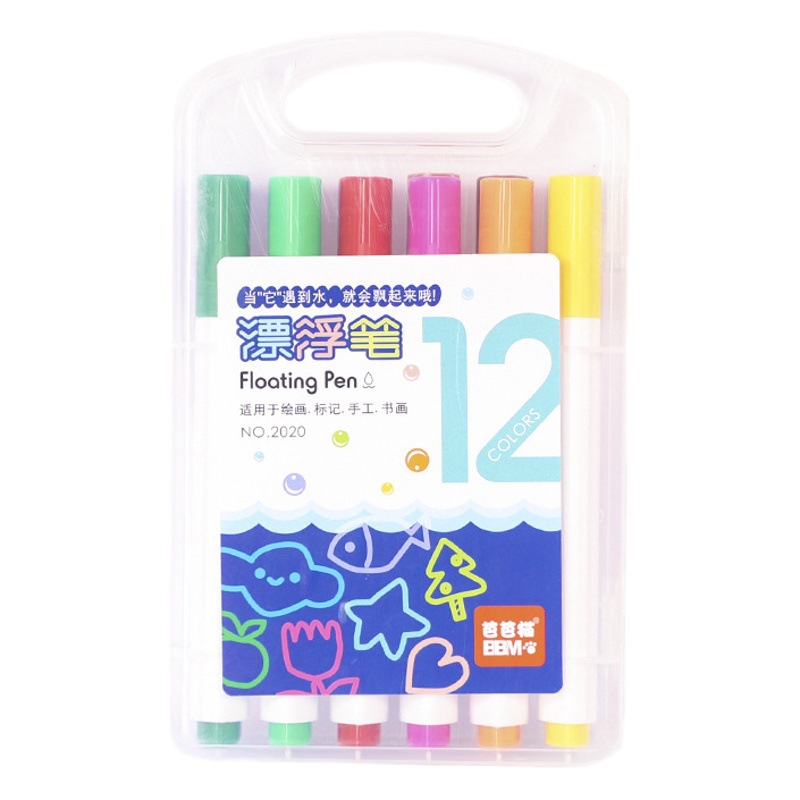 12 Color Magic water color floating pen Children diy painting toy brush marker pen water-based whiteboard pen