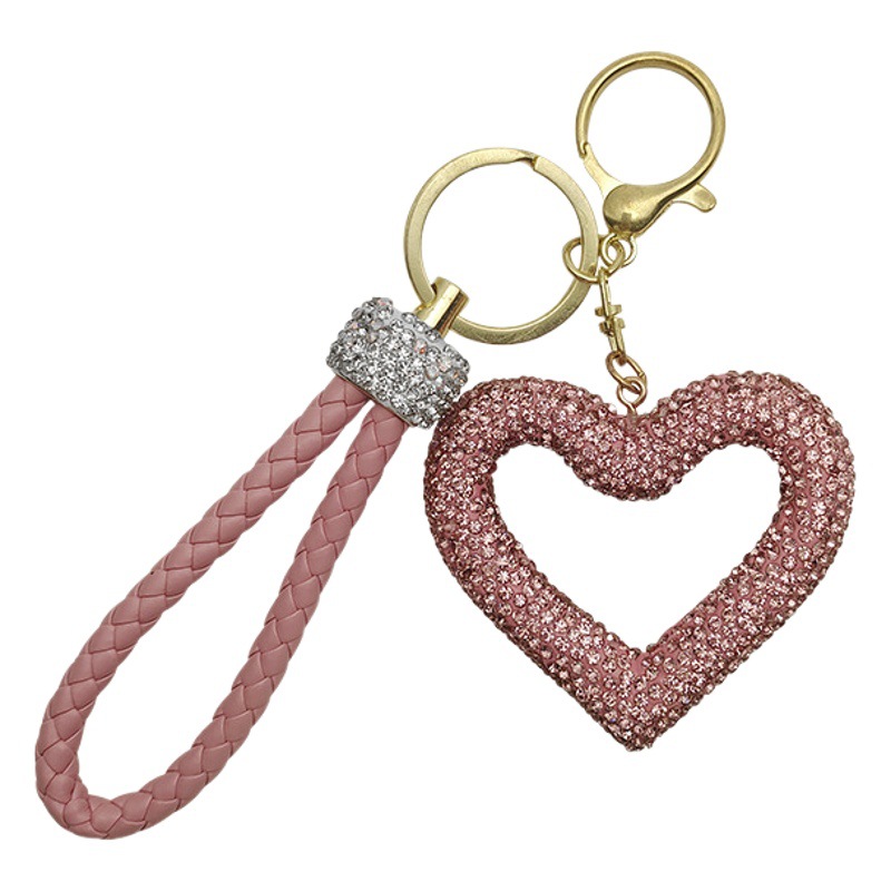 Pottery clay leather rope hollow love buckle cute high-end women's bag Car pendant creative crafts small pendant wholesale