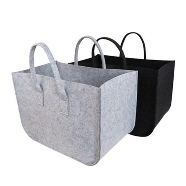 Felt Storage Bag Simple Solid Color Felt Portable Shopping Bag Miscellaneous Dirty Clothes Storage Basket Felt Shopping Bag