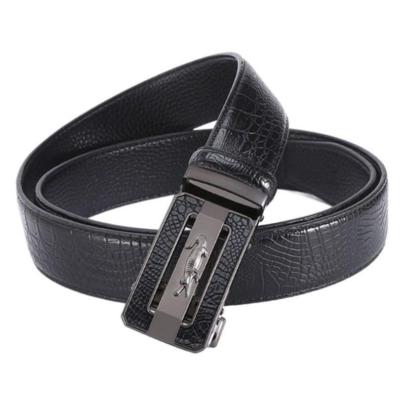 Youth leisure men's crocodile belt 2023 personality alloy automatic buckle belt stall supply manufacturers wholesale