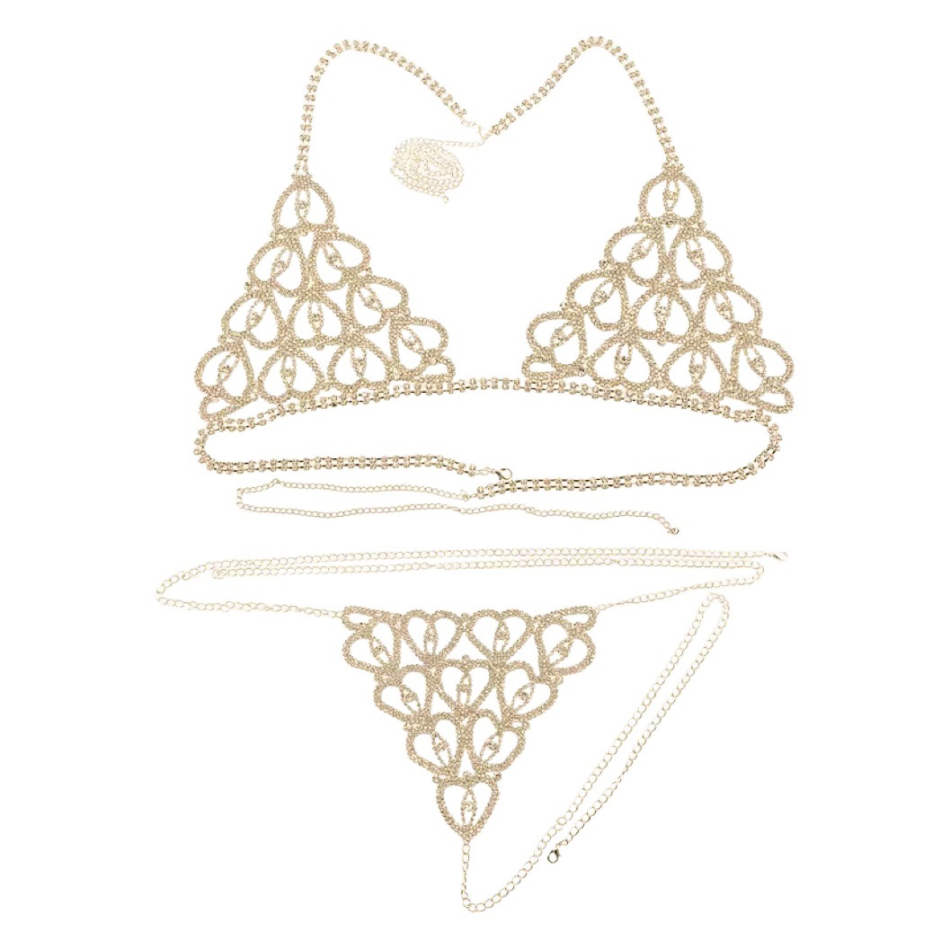 Cross-Border Export Underwear Set Chain Versatile Body Chain Sexy Chest Accessories European and American Summer Women's Beach Chest Chain Underwear Set