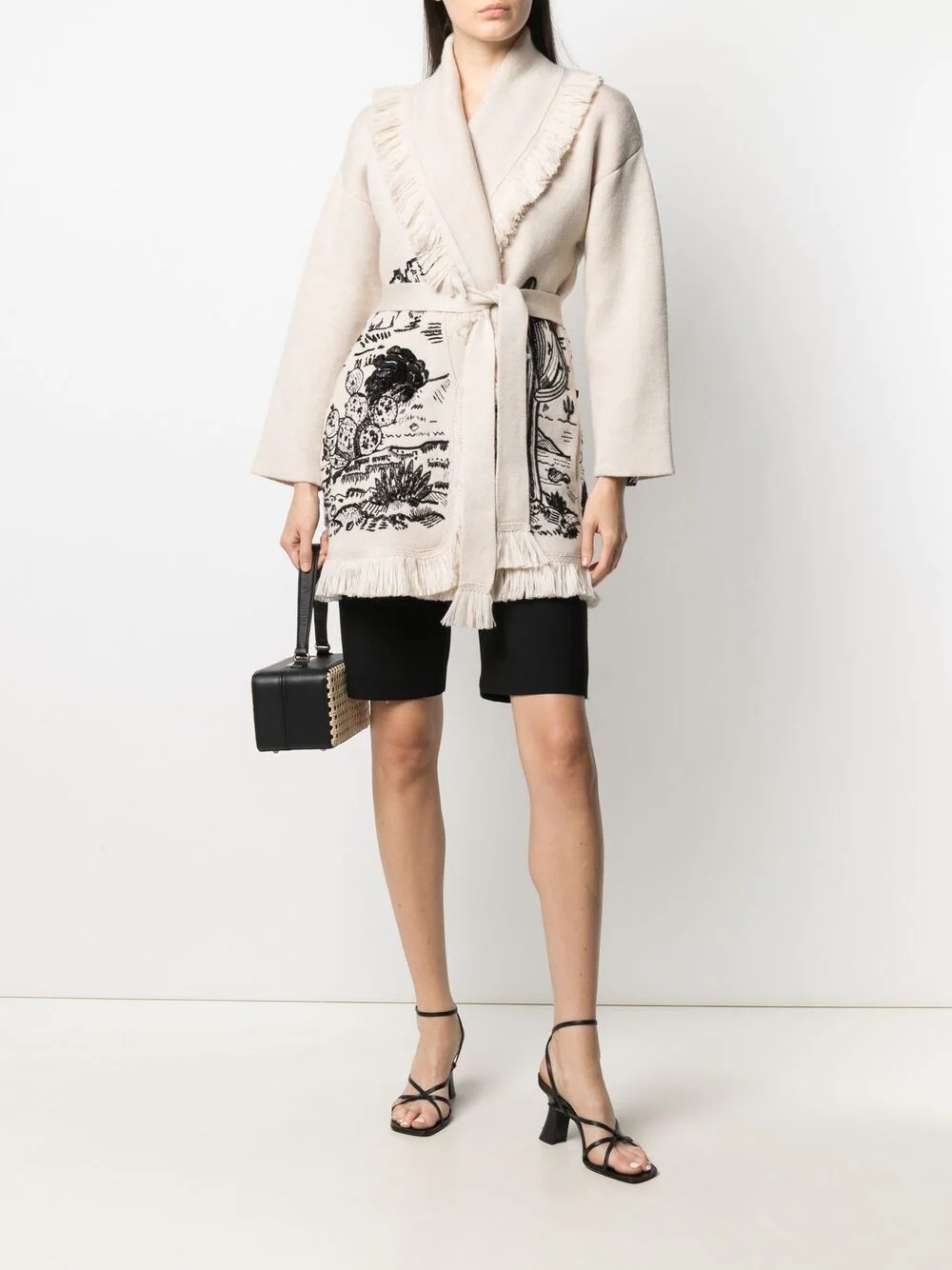 Picture of Amazon new Cactus jacquard cardigan large lapel sweater elegant commuter European and American Foreign Trade mid-length coat