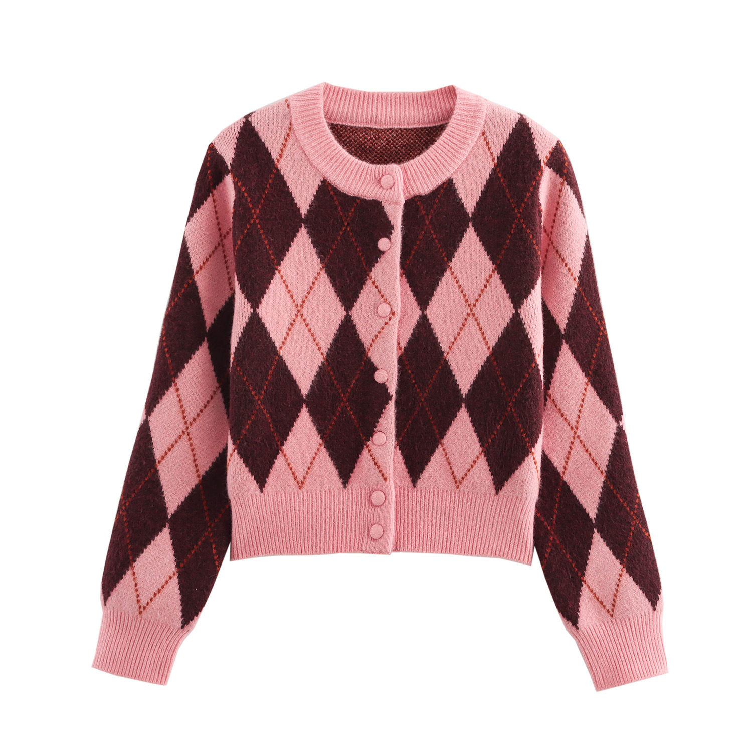 SAW AliExpress Independent Station Women's Wear European and American Style Fashion Joker Diamond Jacquard Jacket 5755011620