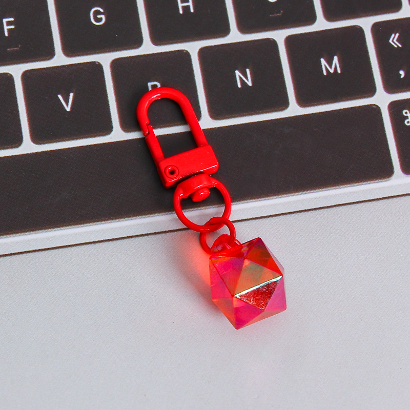 Picture of ins style AB color love beads keychain pendant diamond-shaped cut hanging hole door buckle girl's heart bag bag hanging jewelry