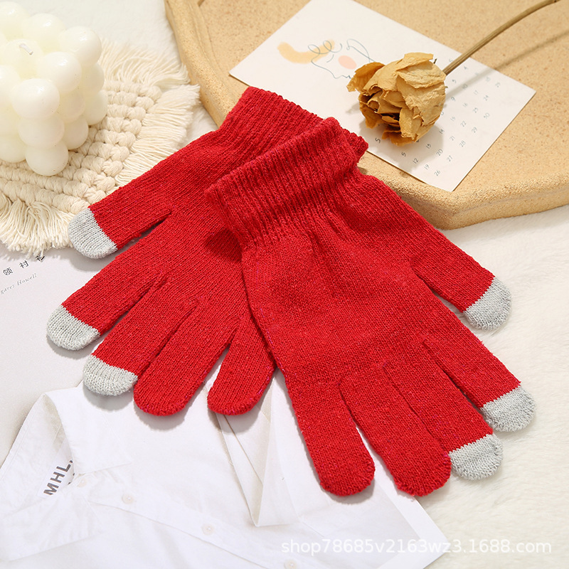 Picture of Touch Cotton Knitted Gloves, Warm and Cold-Proof Finger Gloves, Thickeneded Simple Outdoor Windproof and Warm Gloves