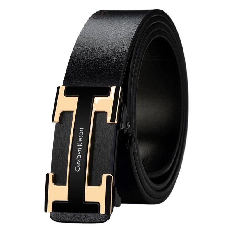 Belt Men's Genuine Leather Business Belt Men's Alloy Automatic Buckle Casual Letter Jeans Cowhide Belt Men's Wholesale