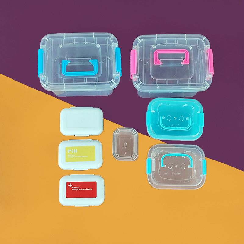 Transparent Plastic Storage Box Portable Crystal Colored Mud Space Clay Packaging Box Laundry Beads Storage Box