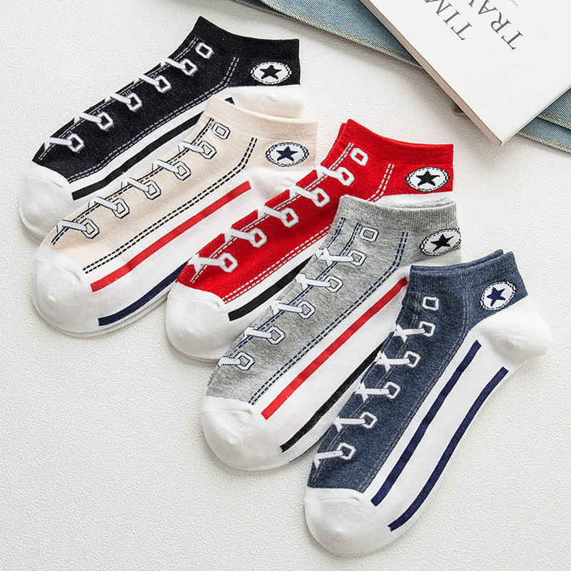 Picture of Cross-Border Spring and Summer Fashion Breathable Shoelace Boat Socks Low-Cut Short-Tube Personalized Ins Sneakers Trendy Sports Shoes Socks