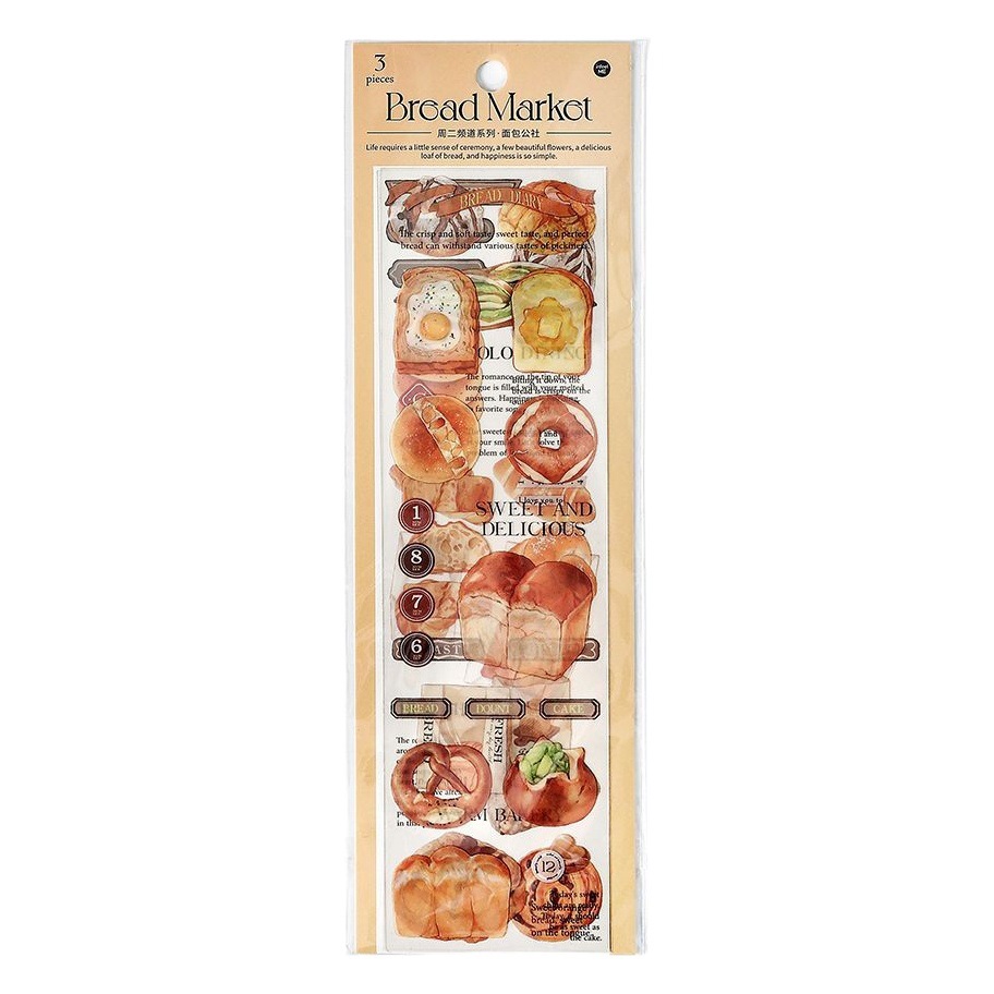 infeelme PET tape Tuesday Channel series bread dessert Journal decoration material 3 pieces into 4 types