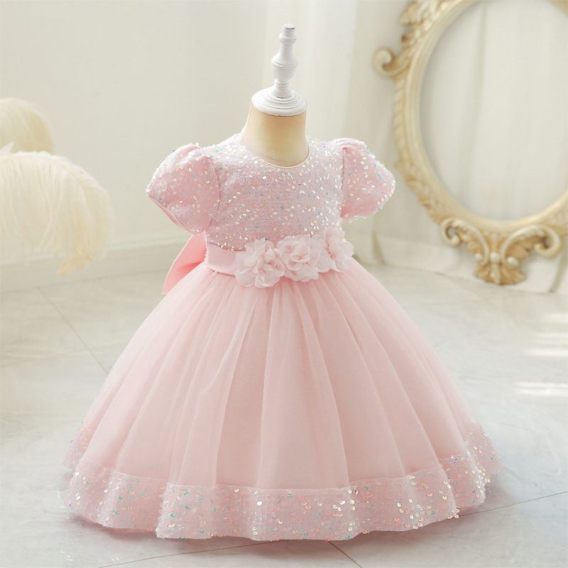Picture of Amazon children's dress sequins children's dress puffy mesh princess dress baby girl's one-year-old banquet girl dress