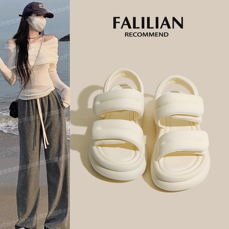 Women's Sandals That Feel Like Shit, 2025 New Summer Outer Wear, Versatile Casual Roman Shoes, Velcro Sports Beach Shoes