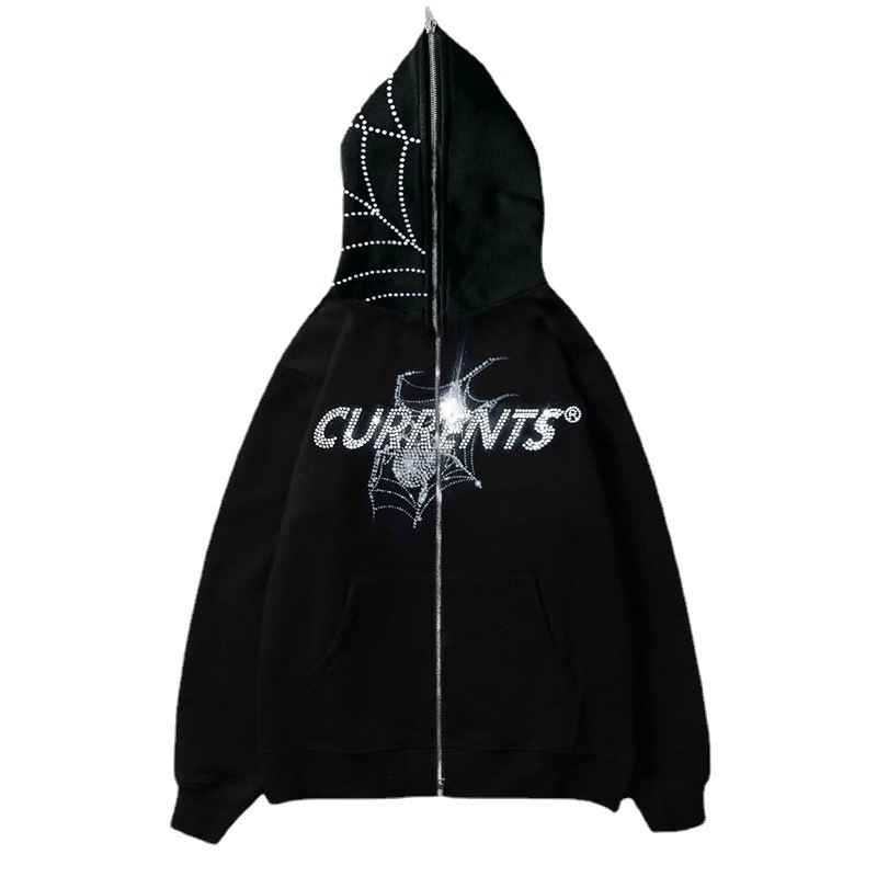 Picture of Foreign trade Y2K Europe and the United States cross-border personality hot diamond printed sweater cardigan street tide casual hip-hop zipper pullover