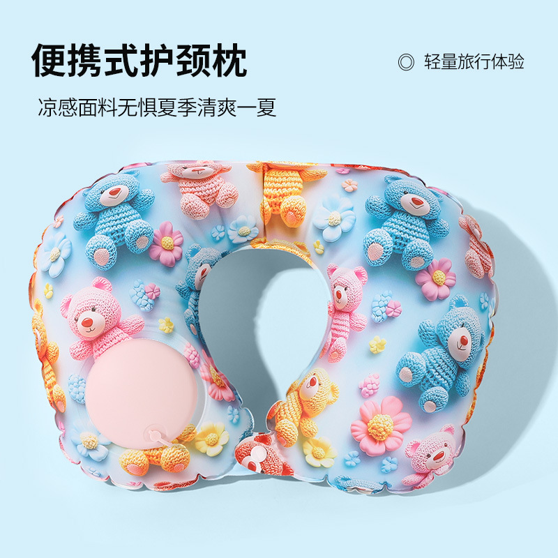 Picture of Inflatable U-shaped Pillow Cool Pressing Inflatable Pillow Travel Portable Neck Pillow Travel Sanbao Storage Pillow for Airplane