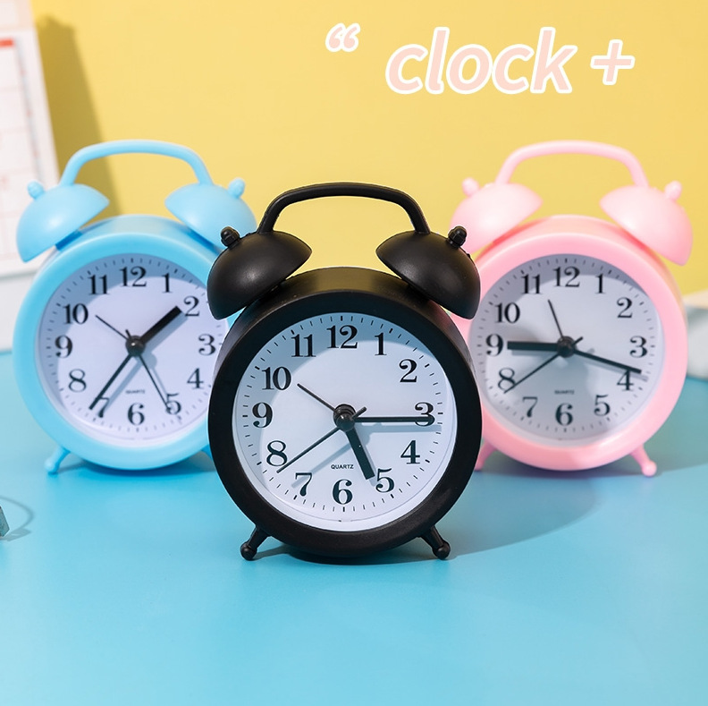Cartoon Alarm Clock Creative Bedroom Bedside Small Alarm Clock Student Shuangling Decorative Small Desk Clock Living Room Digital Plastic Clock