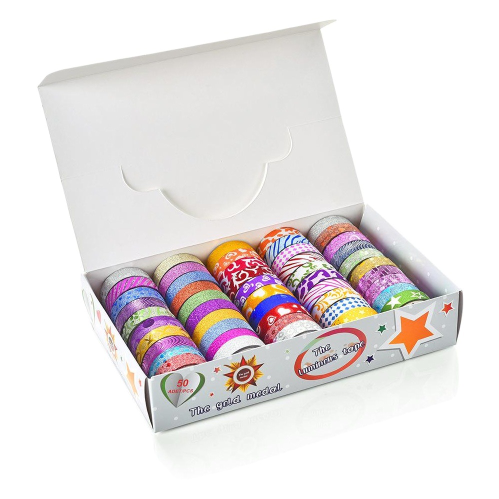 Amazon supply 50 rolls of glitter tape box and paper tape