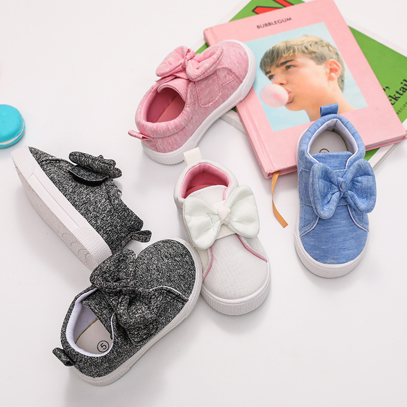 Autumn and winter children's cotton shoes women's shoes soft bottom children's indoor shoes bow baby toddler shoes cross-border generation cotton soft