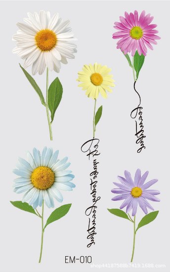 Picture of New Waterproof Sweat-proof Flower Tattoo Sticker Small Fresh Daisy Women's Face Arm Temporary Tattoo Sticker