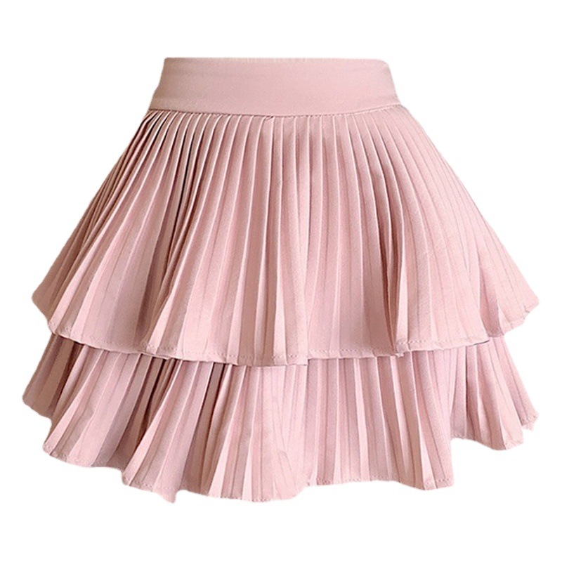 Double-layer cake skirt pleated skirt 2023 Summer new high waist small A- line skirt pettiskirt umbrella skirt