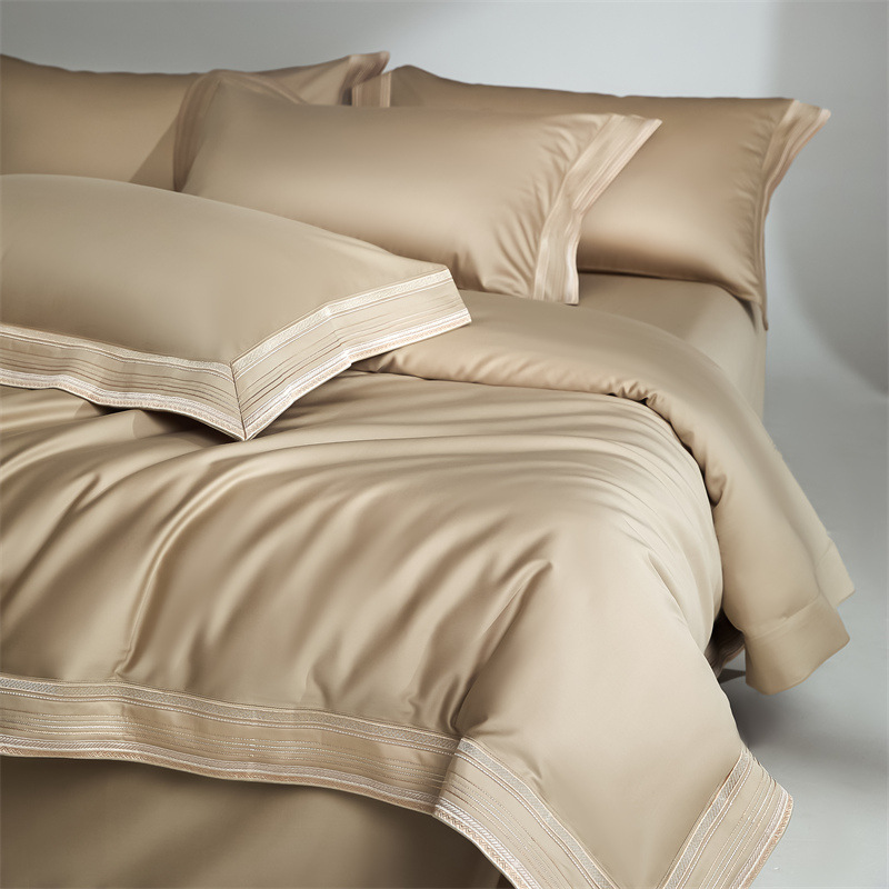 Picture of 210 Light Luxury Long-staple Cotton Cotton Four-piece Set Maternal and Infant Grade A Pure Cotton Bed Sheet Quilt Cover Satin Bedclothes 4-piece Set