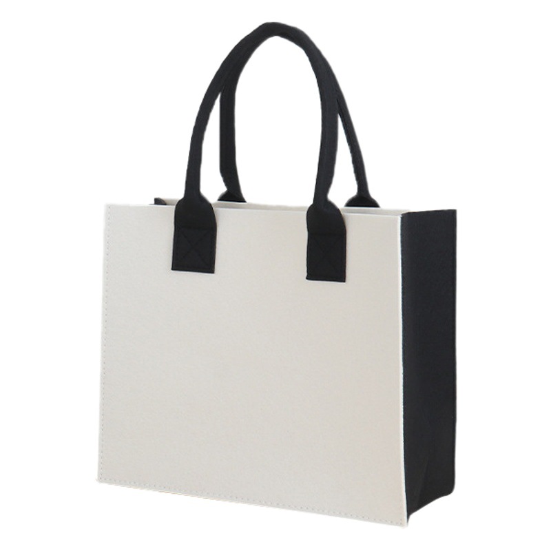 Ins new black and white color matching felt bag handbag large capacity tote bag advertising creative promotion custom LOGO